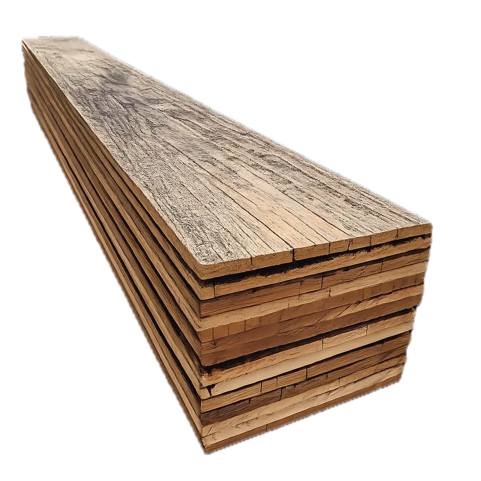 Reclaimed barnwood wall planks in a stack