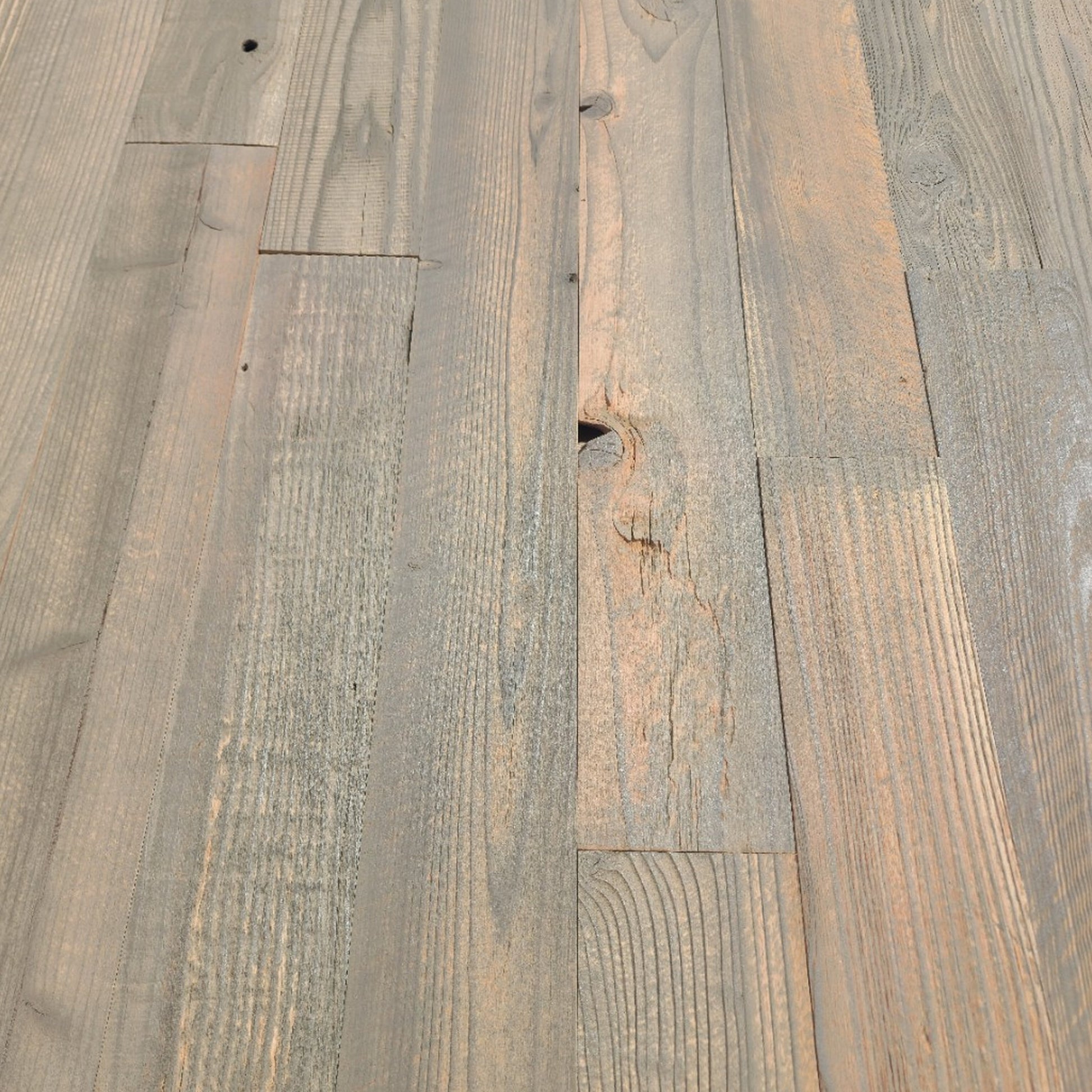 Tan finish reclaimed redwood across a full layout, showing how even the color runs board to board