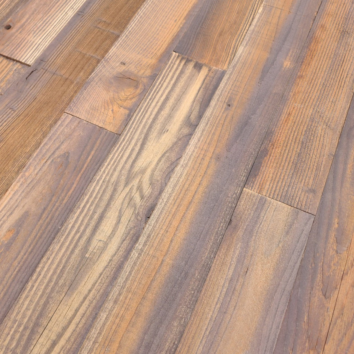 Umber finish reclaimed redwood sample